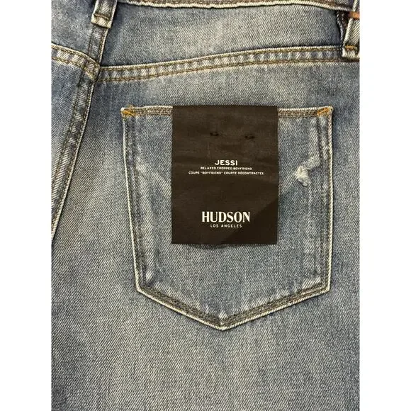 Hudson Jessi Boyfriend Jeans Womens 26 Cropped Distressed Blue NWT - Picture 8 of 14